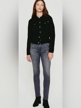 AG Adriano Goldschmied Mari High Rise Straight Jeans Dark Grey Size 25 | 90s